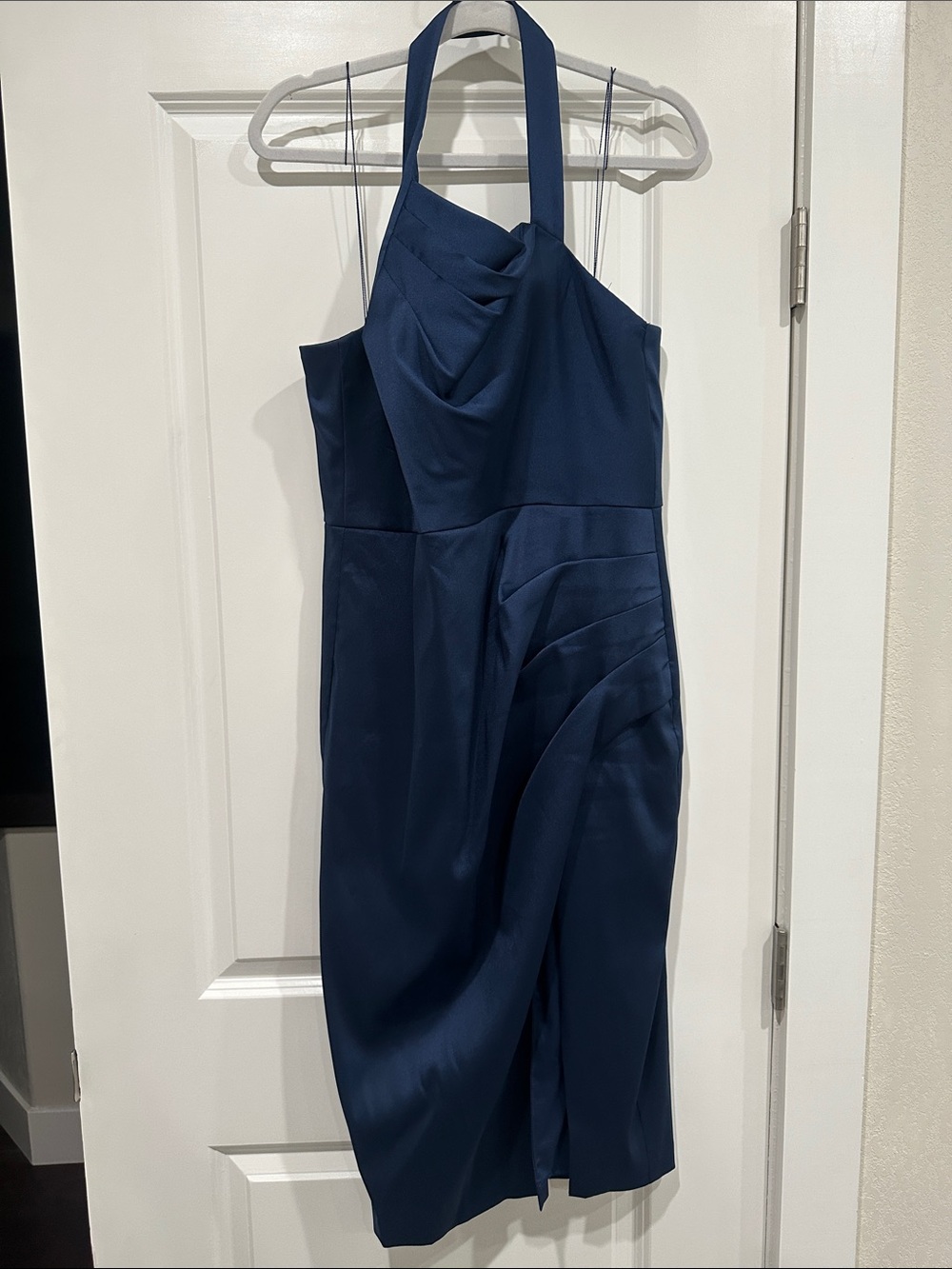 Aidan Mattox Navy Halter Midi Dress
